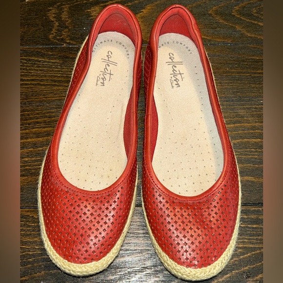 Clarks Women's Danelly Adira Summer ballerina Ballet Flat, Red Leather size 6.5 - Picture 8 of 9